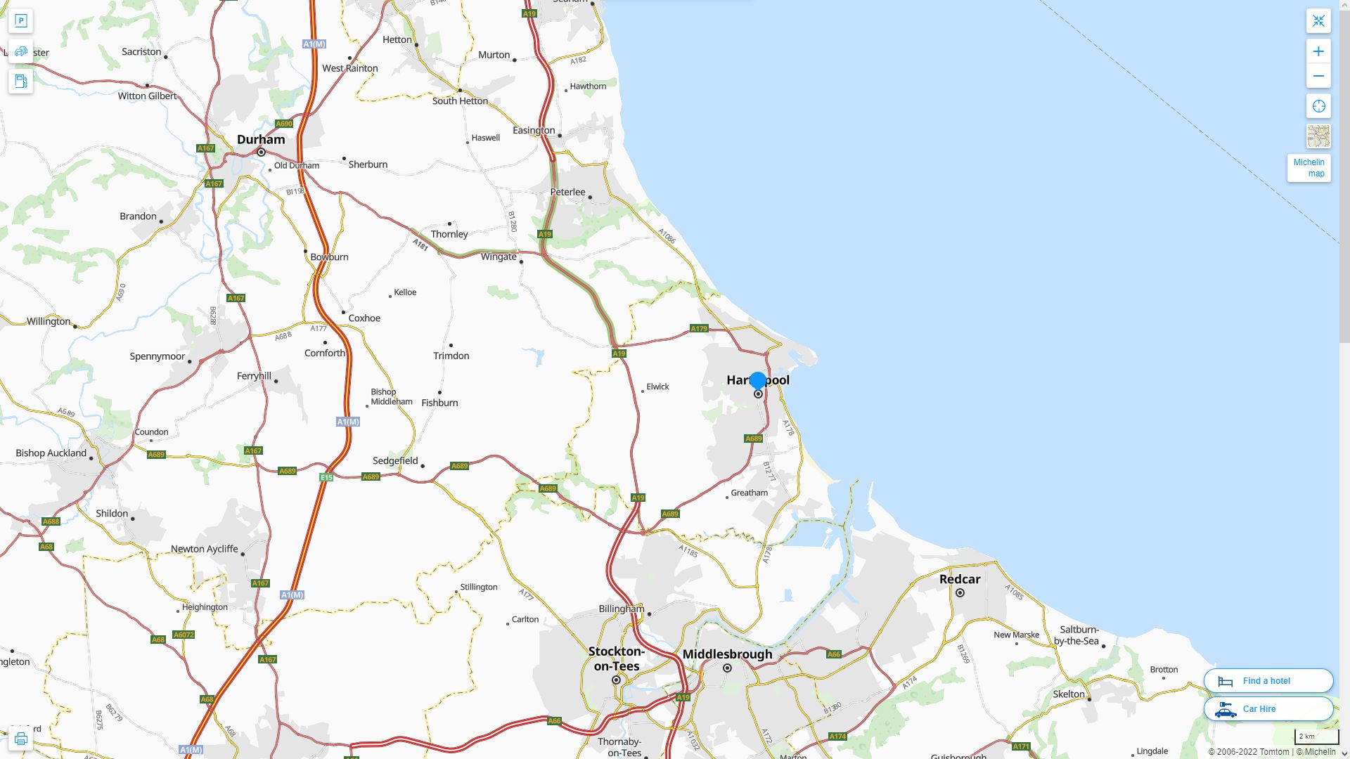 Hartlepool Highway and Road Map